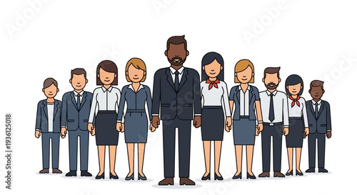 Diverse business team standing together.