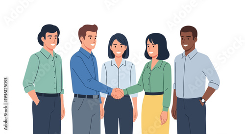 business people shaking hands partnership agreement diverse team.