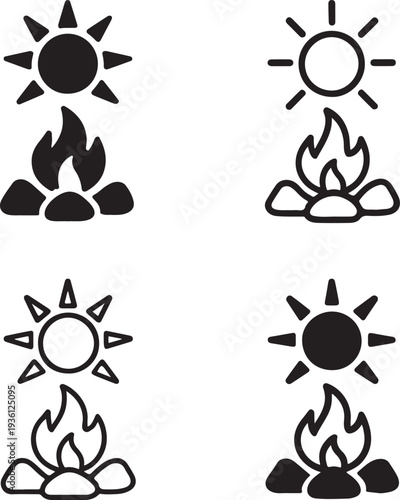 Isolated Summer Solstice Ritual Symbol Icon, Summer Solstice Ritual tradition, Summer Solstice Ritual event, pagan festival vector solid black line on white background