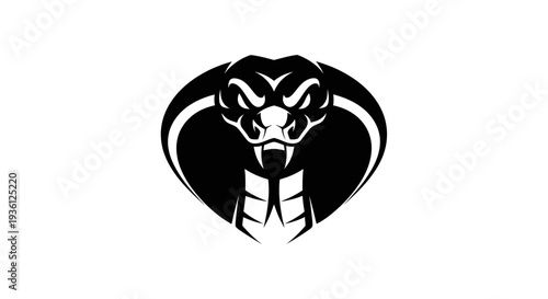 Black cobra head silhouette on white