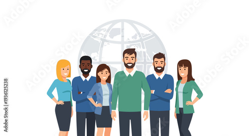 Diverse team standing together global business concept.