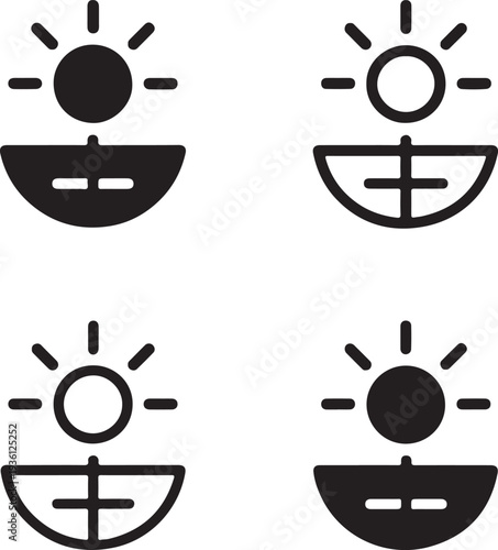 Isolated Solstice Sunlight Illustration Icon, Solstice Sunlight awareness, Solstice Sunlight event, summer solar theme vector solid black line on white background