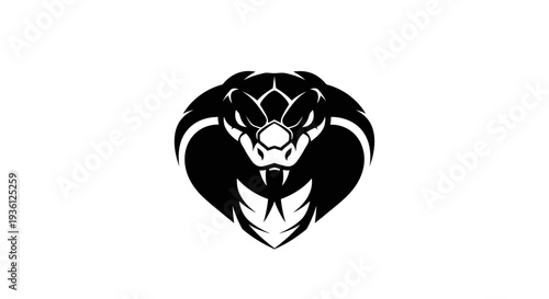Black cobra head silhouette on white background