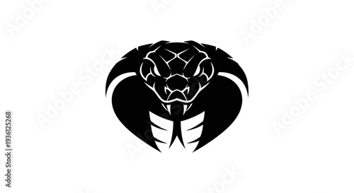 Black cobra silhouette on white background