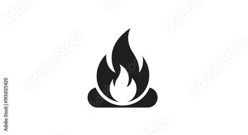 Black fire icon isolated on white