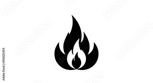 Black flame symbol isolated on white