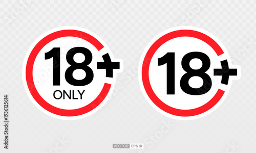 18 Plus Age Restriction Icons Set – Adults Only Warning Sign Vector EPS10