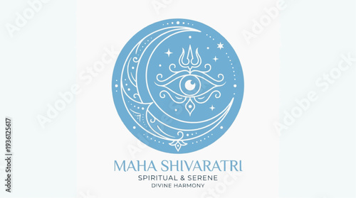 Vector Maha Shivaratri celebration illustration featuring Om, Shiva, and serene elements in a sacred circular design