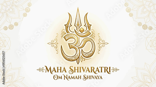 Vector illustration of Maha Shivaratri celebration with Om symbol, traditional Indian elements, and cultural heritage