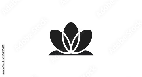 Black lotus flower symbol on white