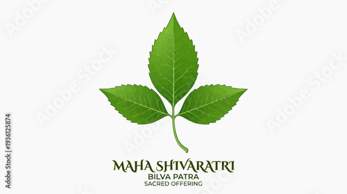 Vector illustration of Maha Shivaratri celebration with sacred Belva Patri leaves in a minimalist design