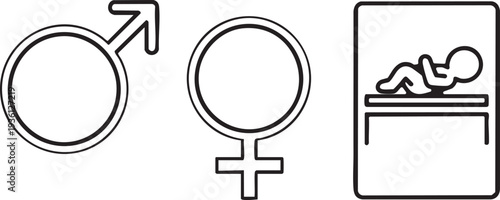 Gender and Baby Changing Station Restroom Signage Icons
