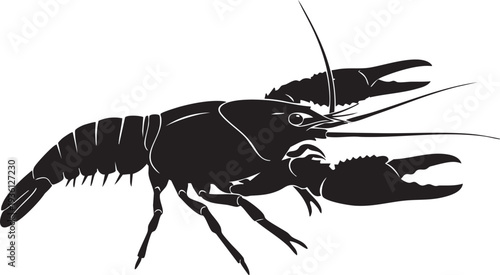 Black Lobster Silhouette Vector Illustration