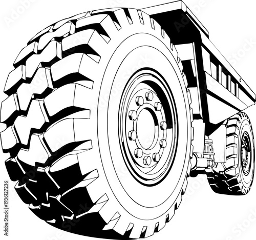 Mining Dump Truck Line Art Illustration