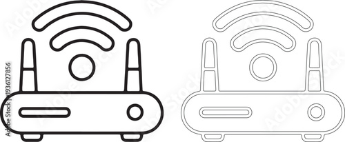 Thin outline of a Wi Fi router with antennas wifi wireless
