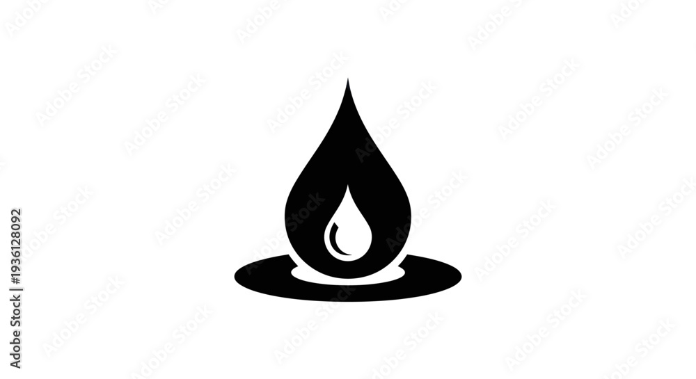 Fototapeta premium Flame icon black silhouette on white
