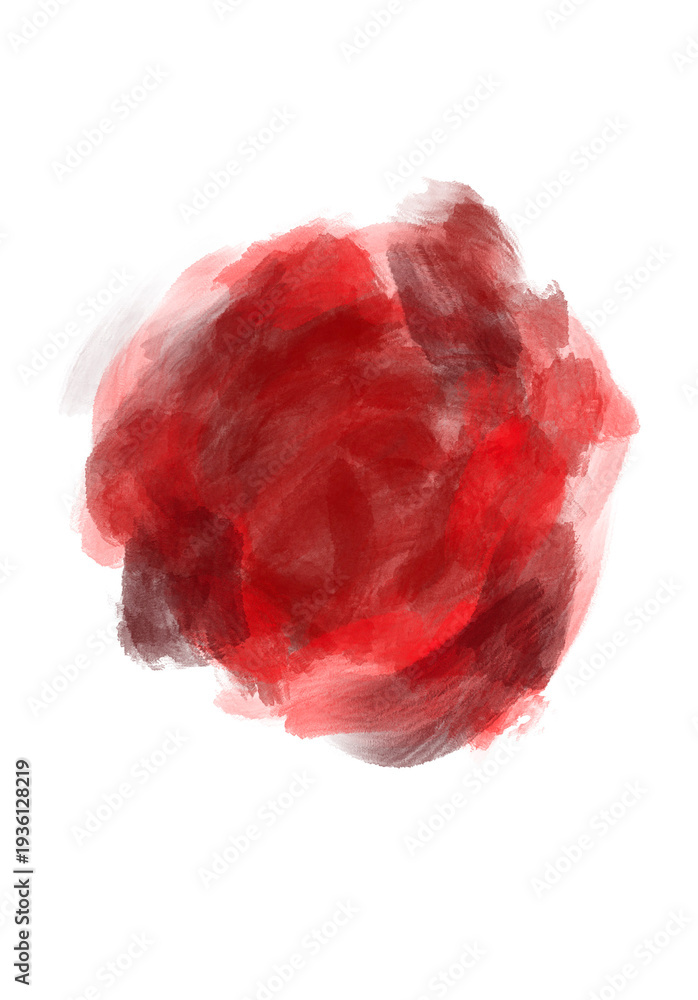 Obraz premium Red drawn circle with Watercolor and Colored Pencils