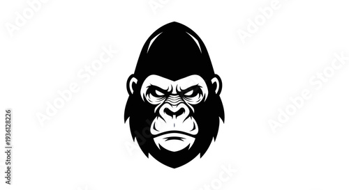 Gorilla head illustration black and white