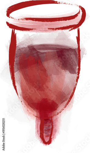 Hand Drawn and watercolor painted Full Menstrual Cup