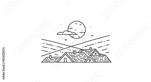 Houses on a hill silhouette vector