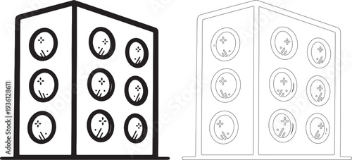Building with nine circular windows in rows architecture