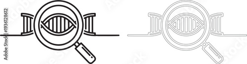 D N A helix magnified by a magnifying glass research