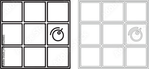 Square grid with single circular circle symbol outline