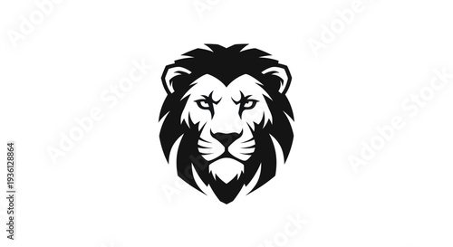 Lion head silhouette on white