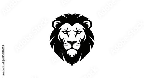 Lion head silhouette on white