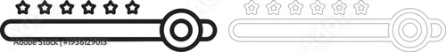 Black and white rating bar with stars symbol interface