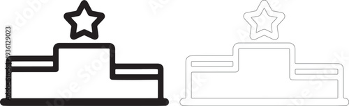 Black and white podium with star symbol winner competition