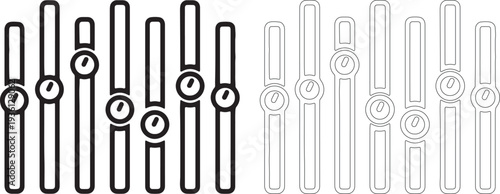 Black and white sliders with circular knobs control