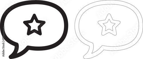 Black speech bubble with star and outline version talk
