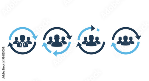 Human interaction icon set, social behavior icons for corporate and web design.