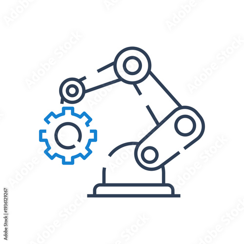Robotics Automation Industrial Robot Arm and AI Manufacturing Technology Illustration