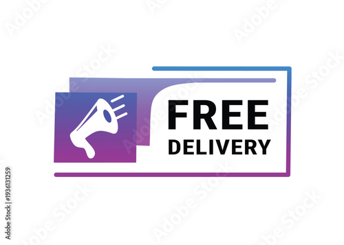 Free delivery banner for marketing can be use for business sign. Vector badge vibrant colour.