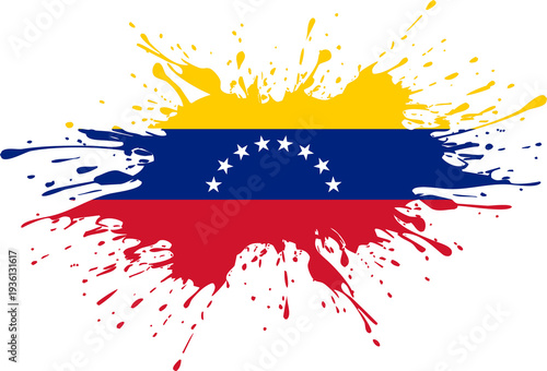 Venezuela Flag With Artistic Paint Splash Effect