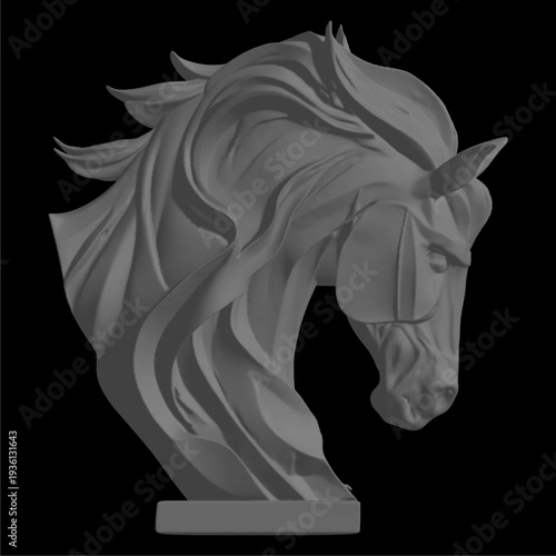Horse Head Posture Statue Vector. An Illustration of a Horse Figure Isolated on a Background.