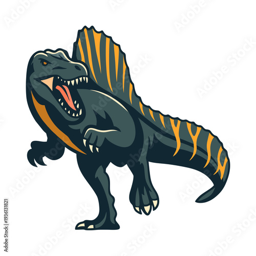 Aggressive Spinosaurus Dinosaur Mascot Logo Design
