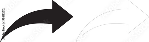 Black and white curved arrow direction