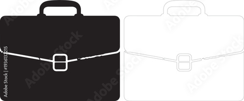 Black and white briefcase silhouette luggage business