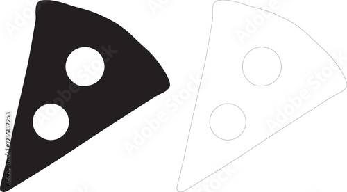 Black and white pizza slice with circles food