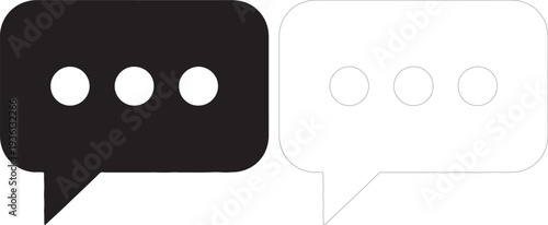 Black and white speech bubble with dots communication
