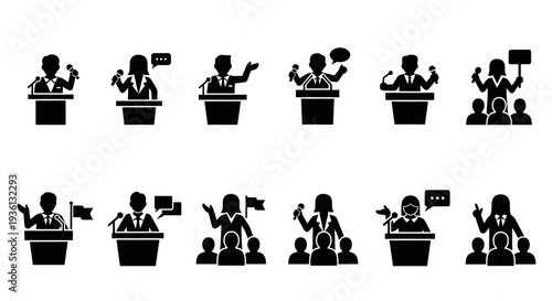 Human interaction icon set, social behavior icons for corporate and web design.