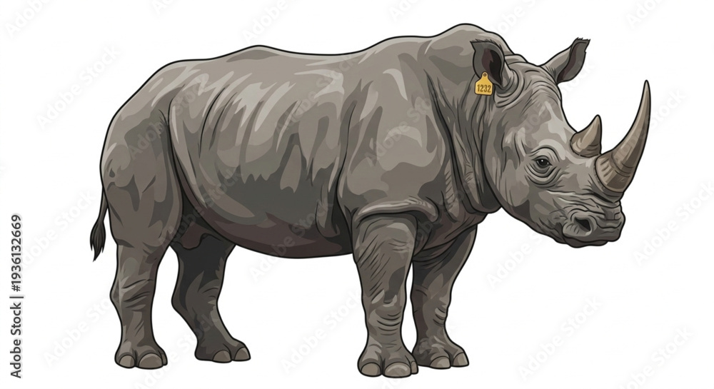 Fototapeta premium Rhinoceros vector illustration isolated on white background