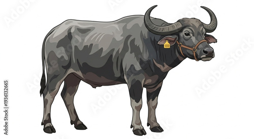 Water buffalo vector illustration isolated on white background

