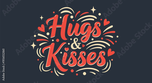 Hugs and kisses decorative vector design