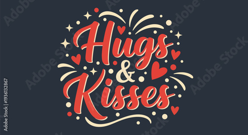 Hugs and kisses decorative vector design