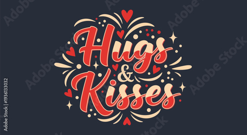 Hugs and kisses decorative vector design