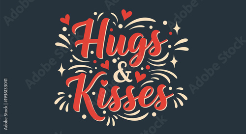 Hugs and kisses decorative vector design